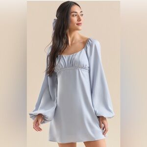 Altar’s State Elegant Light Blue Long Sleeve Dress